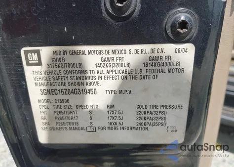 2004 Chevrolet Suburban 1500 Ls из США, поврежденный, VIN 3GNEC16Z04G319450